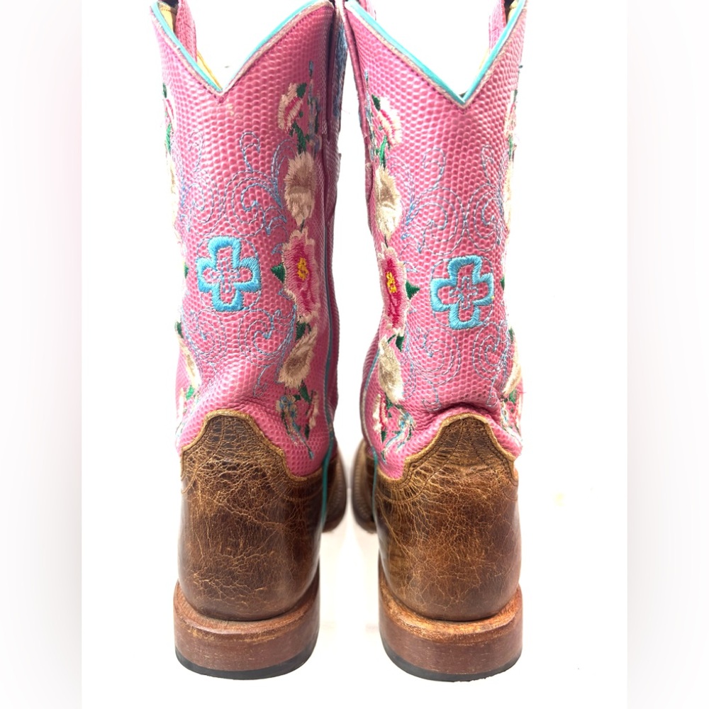 Macie Bean 11 Western Cowgirl Leather Floral Kicker Boots - Kids - Picture 4 of 11